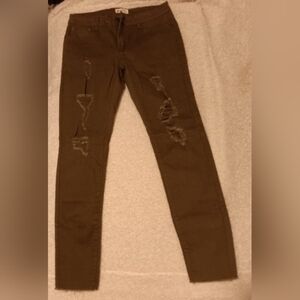 NWOT Olive Green Jeggology Distressed Jeans